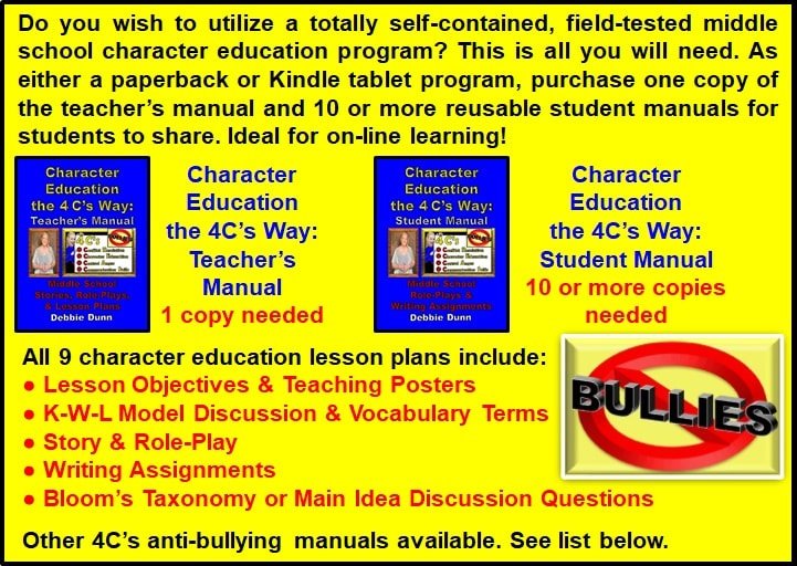 Description of how to set up a self-contained, field-tested middle school character education program
