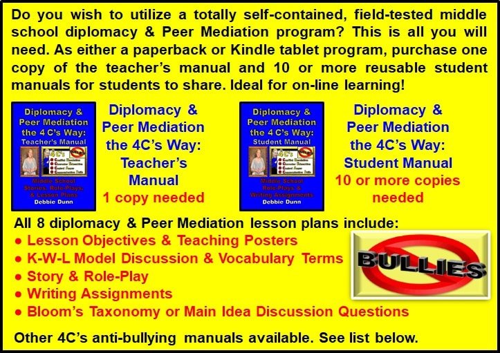 Description of how to set up a self-contained, field-tested middle school diplomacy & peer mediation program