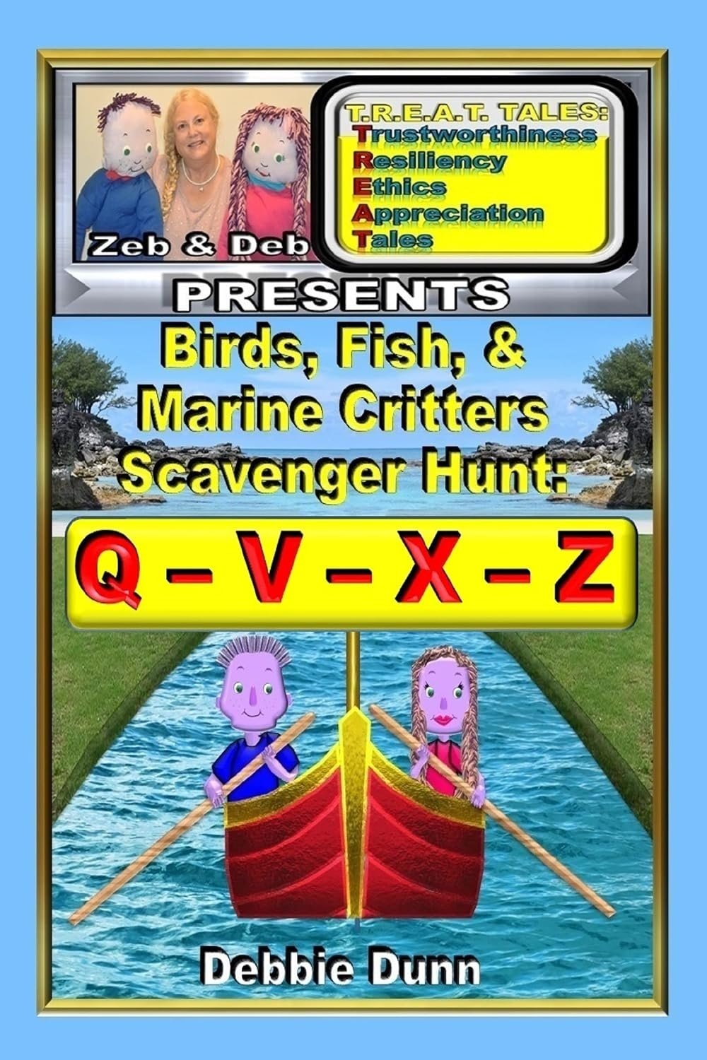 Book cover for Birds, Fish, & Marine Critters Scavenger Hunt for Letters Q-V-X-Z
